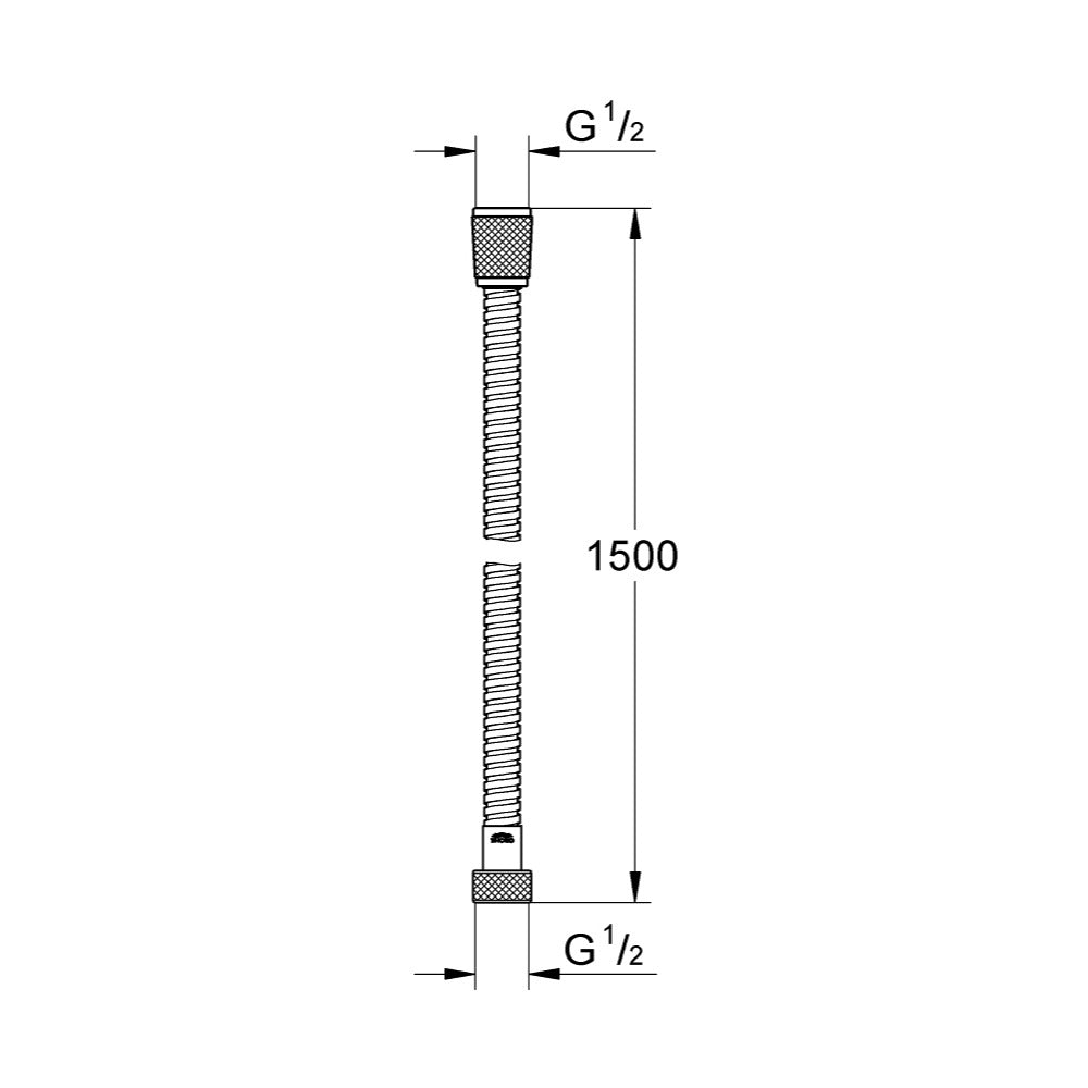 Grohe Relexaflex tuš crevo 1500mm 28105001 – tehnički crtež
