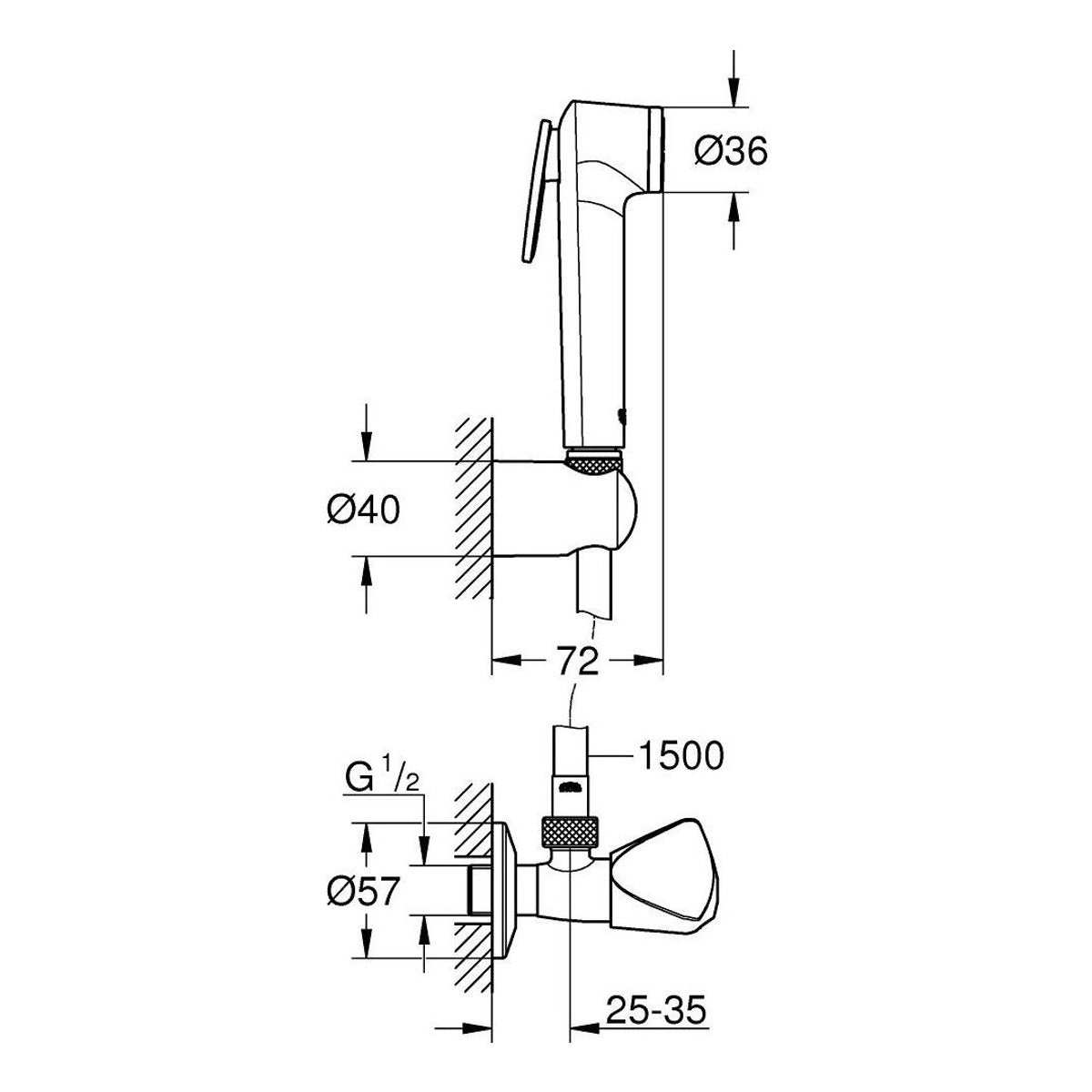 Grohe Tempesta F30 bide set 26357000 – tehnički crtež