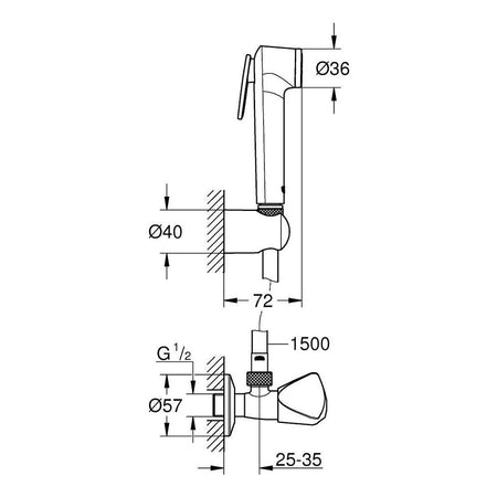 Grohe Tempesta F30 bide set 26357000 – tehnički crtež