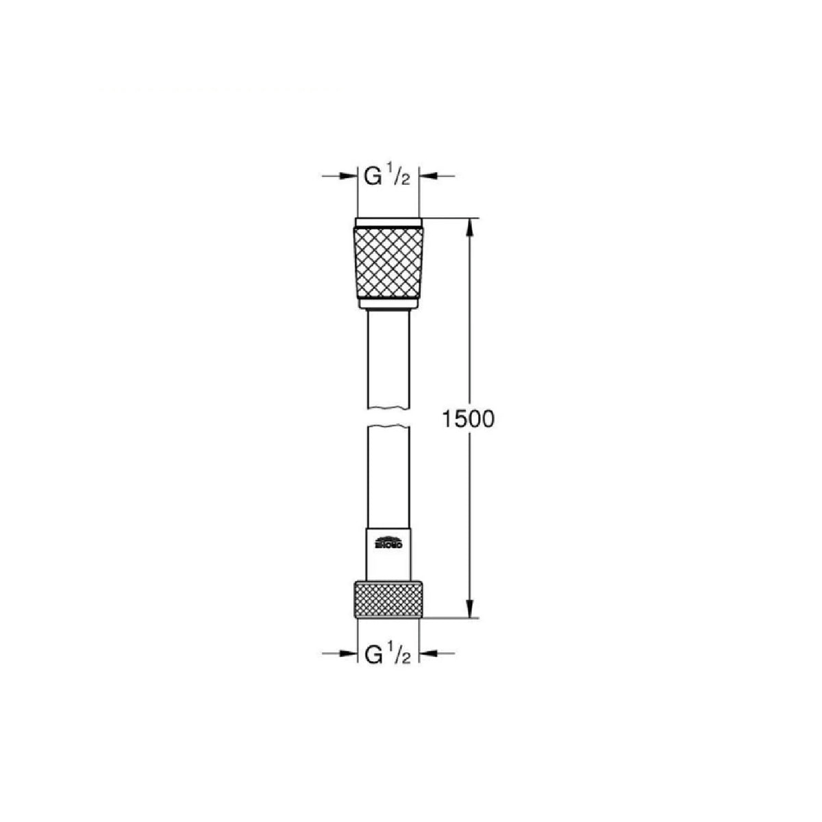 Grohe Relexaflex tuš crevo 1500mm 28151002 – tehnički crtež