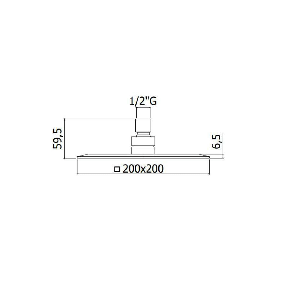 Paffoni ZSOF095CR Tuš glava kockasta 200x200 mm – tehnički crtež