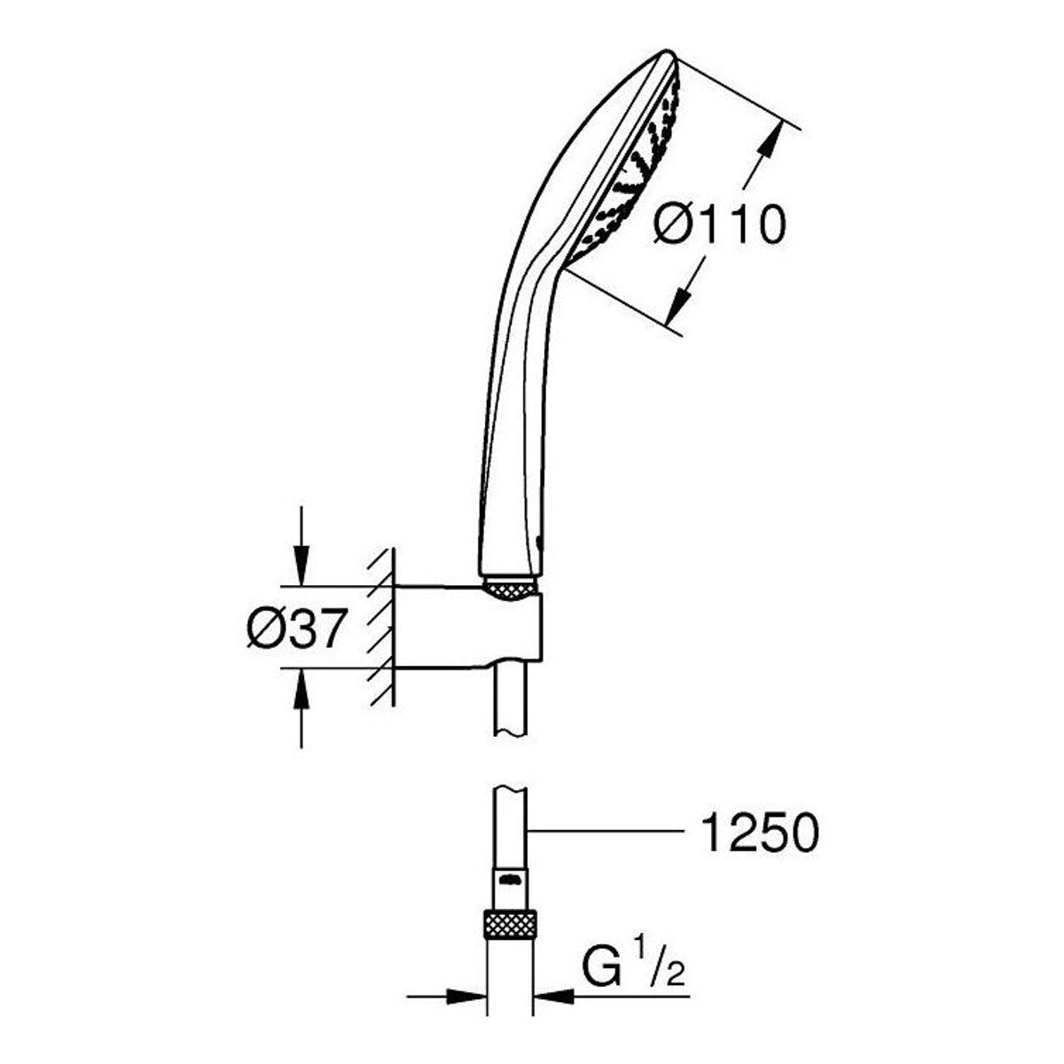 Grohe Euphoria 110 Mono set za tuš, 1 funkcija 27354000 – tehnički crtež