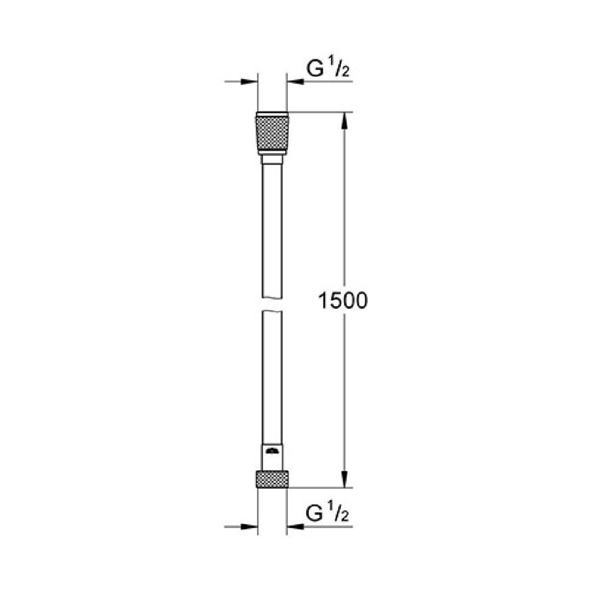 Grohe Silverflex tuš crevo 1500mm 28364000 – tehnički crtež