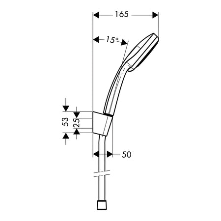 Hansgrohe Croma 100 set sa tuš crevom 160cm 27594000 – tehnički crtež