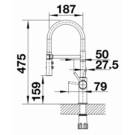 Blanco CATRIS-S Flexo hrom filter 526705 – tehnički crtež