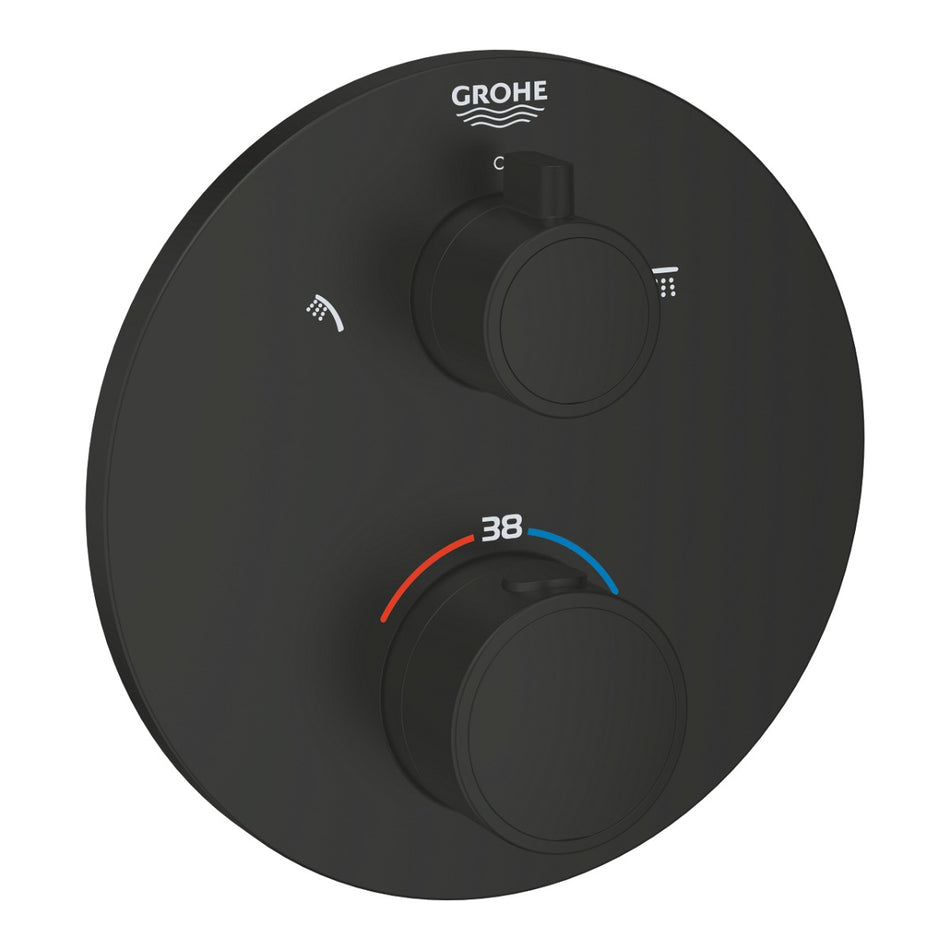 Grohe Grohtherm Termostatski mešač sa prebacivačem i stop ventilom matt Black 1022082430