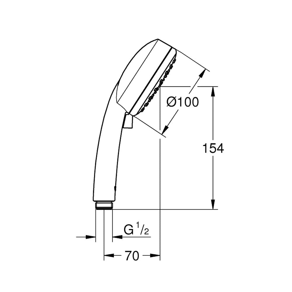Grohe Tempesta Cosmopolitan 100 ručni tuš 2 funkcije 27571002 – tehnički crtež
