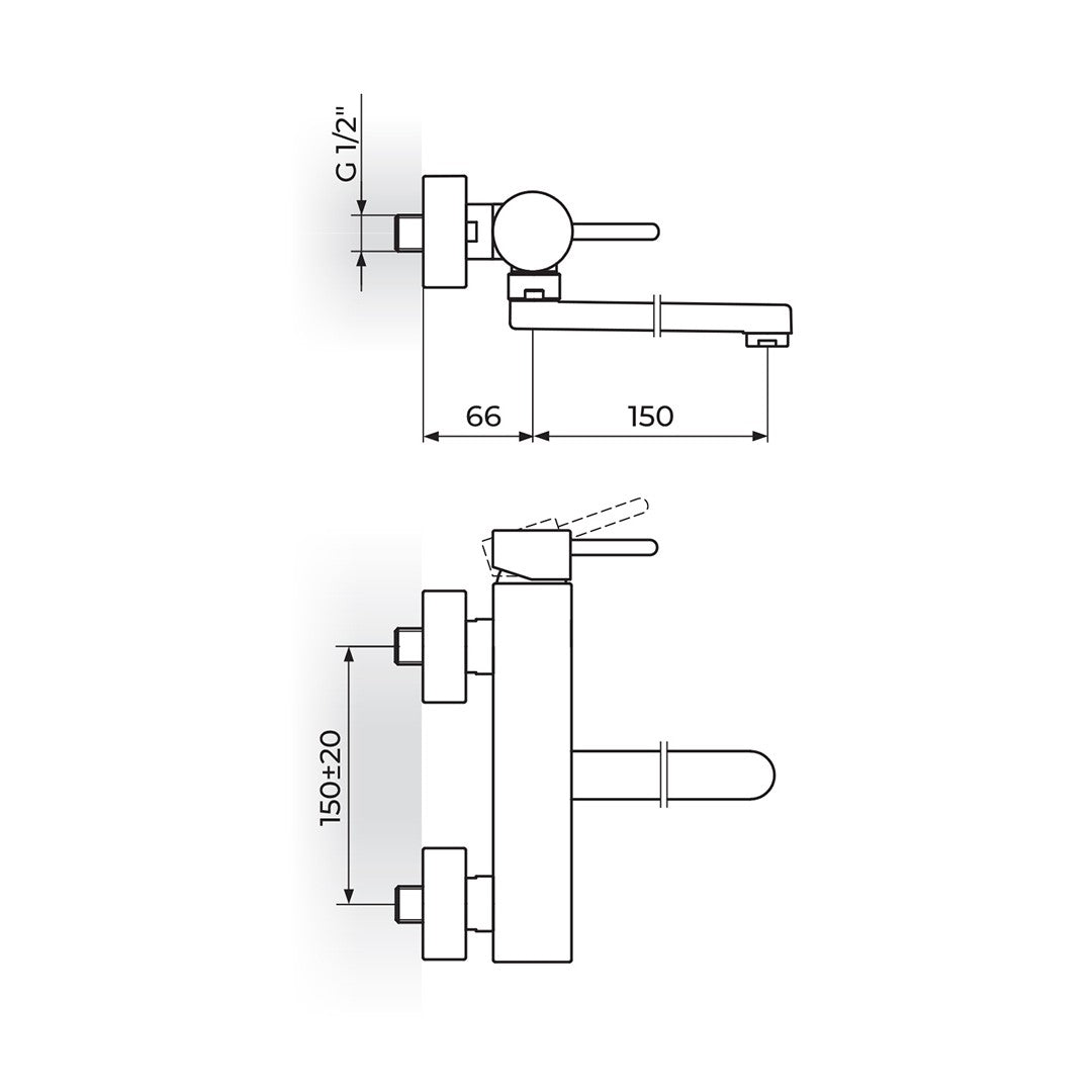 Rosan Zerro baterija za sudoperu – lavabo izliv 150mm JZ32115