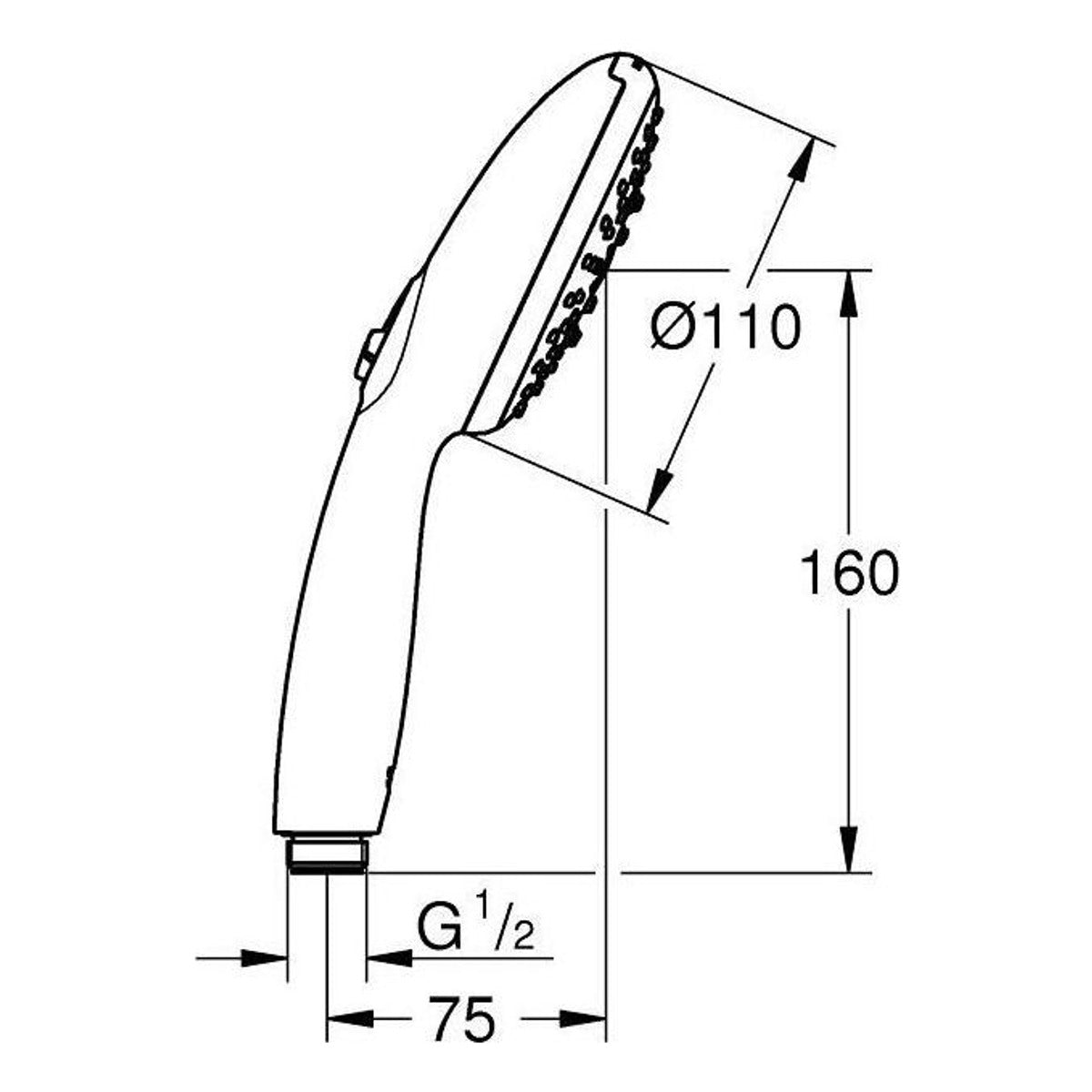 Grohe Tempesta 110 tuš ručica 3F 28261003 – tehnički crtež
