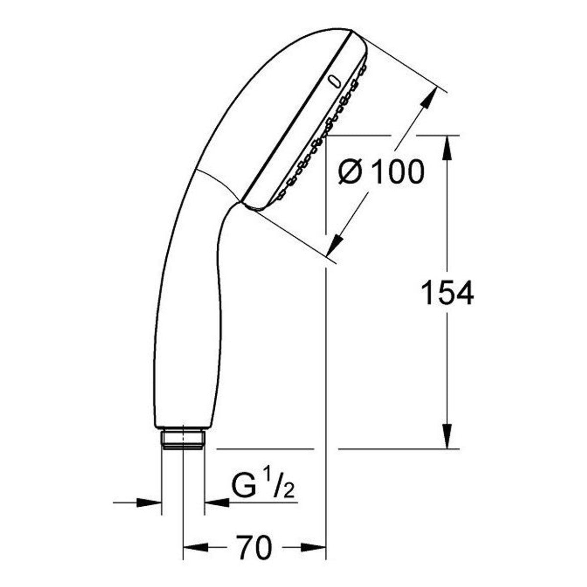 Grohe Tempesta 100 tuš ručica 2 funkcije 26161001 – tehnički crtež