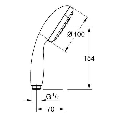 Grohe Tempesta 100 tuš ručica 2 funkcije 26161001 – tehnički crtež