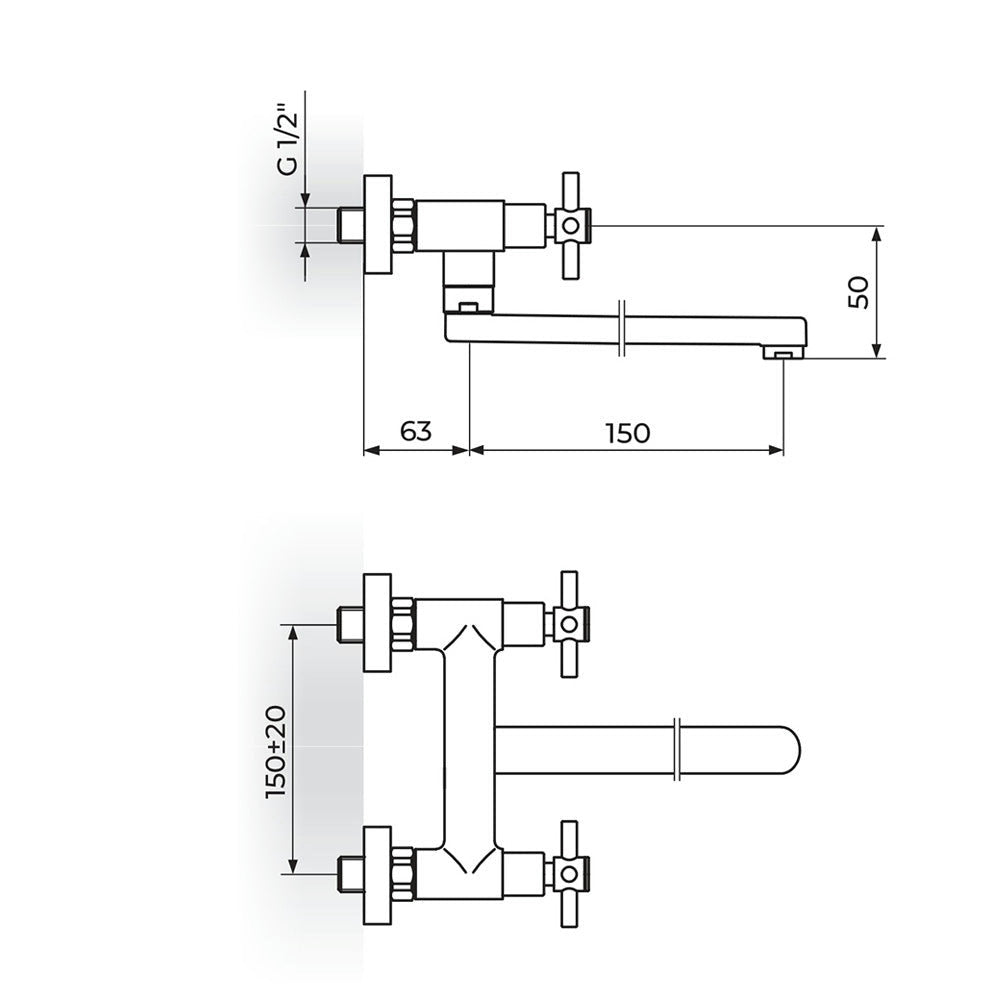Rosan XO baterija za sudoperu – lavabo izliv 150mm XO32115