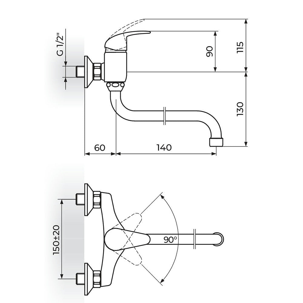 Rosan Perla uzidna baterija za sudoperu – lavabo izliv 140mm JP322014