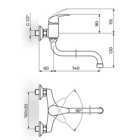 Rosan Perla uzidna baterija za sudoperu – lavabo izliv 140mm JP322014