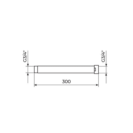 Rosan produžetak 3/4 za Usponski tuš 30cm - PUT1222C – tehnički crtež