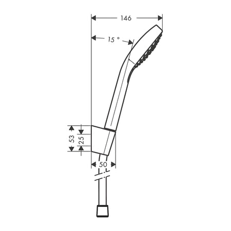 Hansgrohe Croma Select E set za tuširanje sa tuš crevom 125cm 26425400 – tehnički crtež