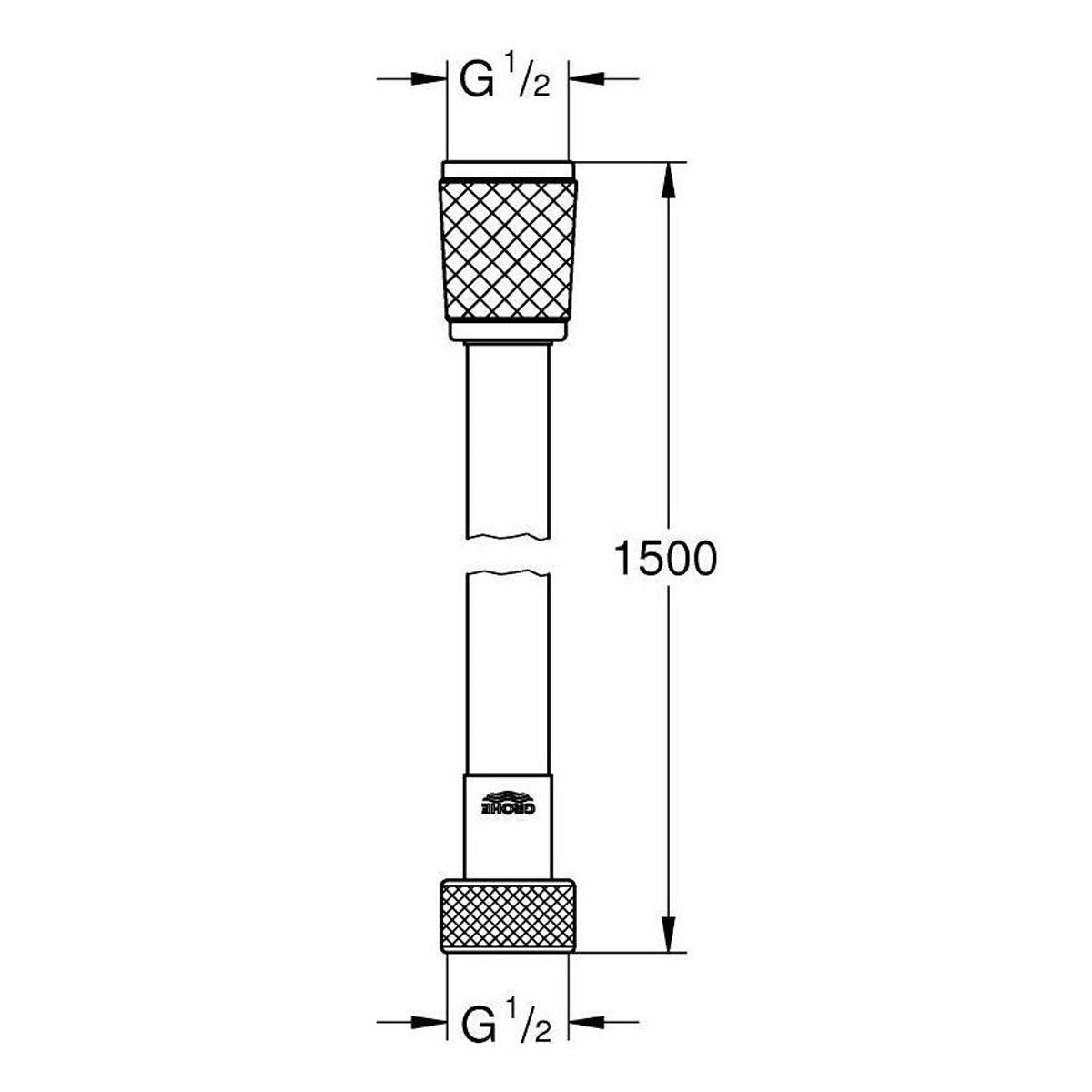 Grohe Relexaflex tuš crevo 150cm 28151001 – tehnički crtež
