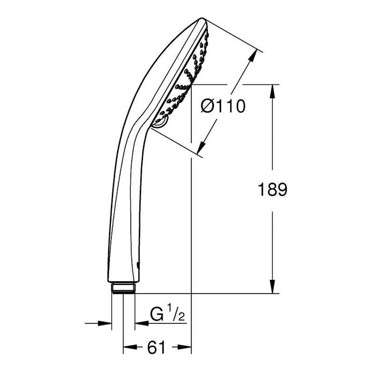 Grohe Euphoria 110 Duo tuš ručica 2 funkcije 27238000 – tehnički crtež