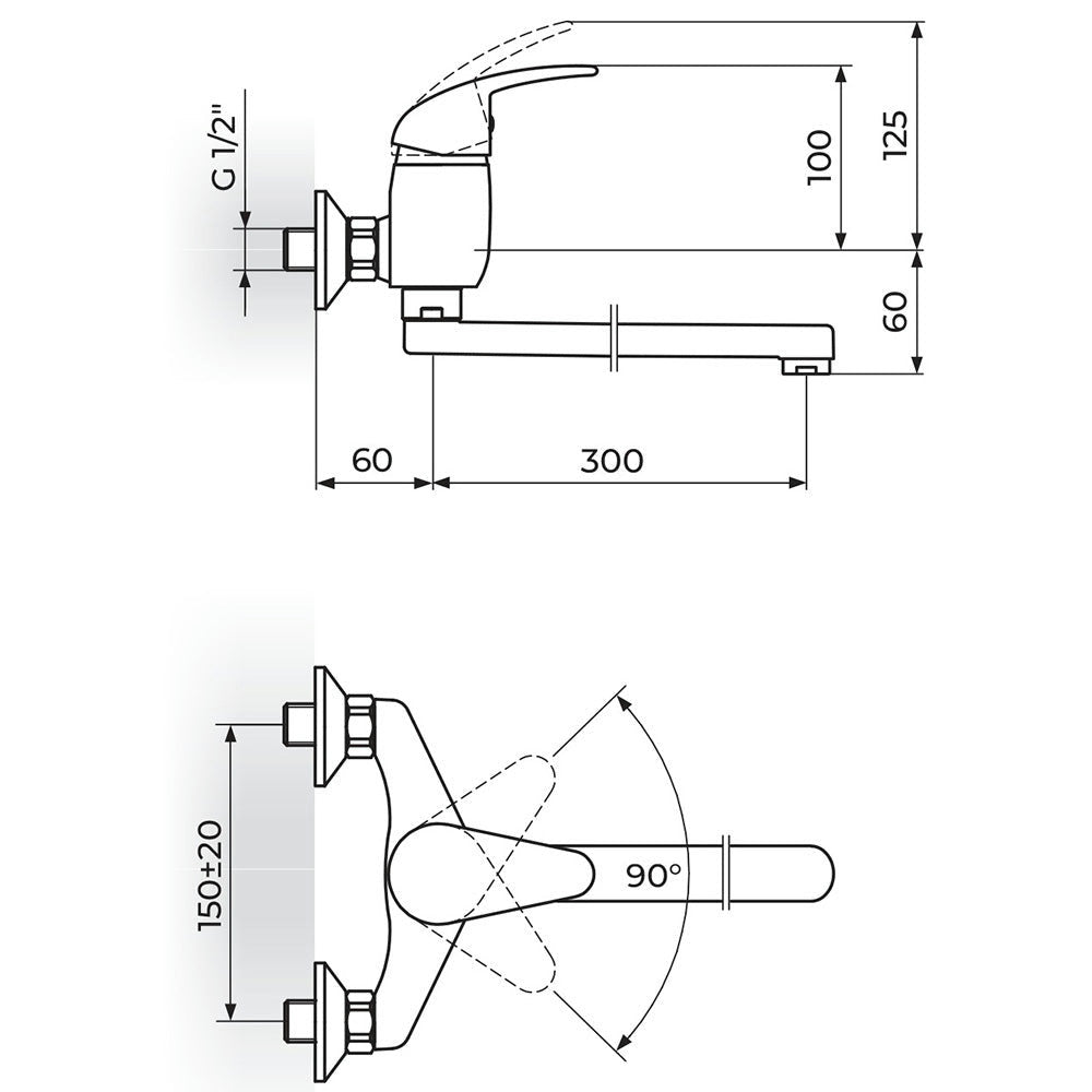 Rosan King baterija za sudoperu – lavabo izliv 300mm J321030
