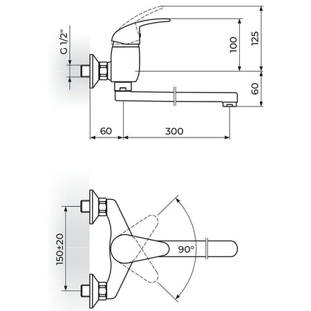 Rosan King baterija za sudoperu – lavabo izliv 300mm J321030