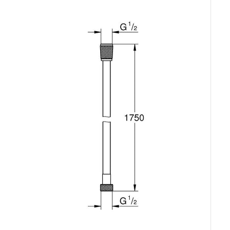 Grohe Silverflex tuš crevo 1750mm Warm sunset 28388DA0 – tehnički crtež