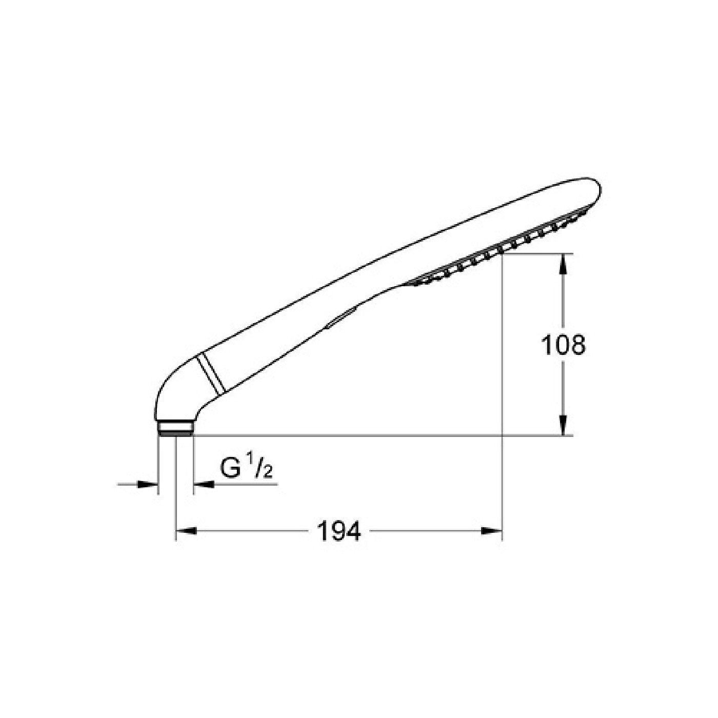 Grohe Rainshower Eco 120 tuš ručica 2 funkcije 27274000 – tehnički crtež
