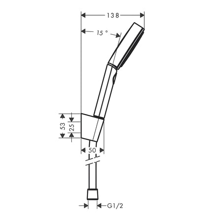 Hansgrohe Pulsify Select S set za tuširanje sa crevom 160cm 24303670 – tehnički crtež