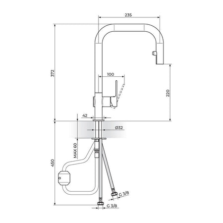 Rosan S2 Black baterija za sudoperu 238501B – tehnički crtež