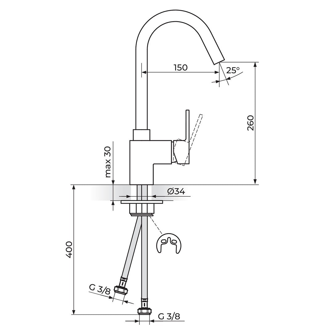 Rosan Quadro baterija za sudoperu JQ38101 – tehnički crtež