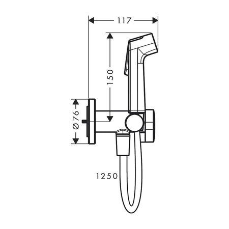 Hansgrohe EcoSmart higijenski tuš Matt Black 29232670 – tehnički crtež