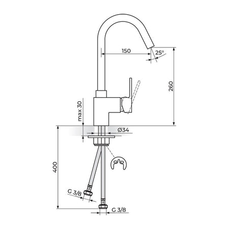 Rosan Quadro White baterija za sudoperu JQ38101W – tehnički crtež
