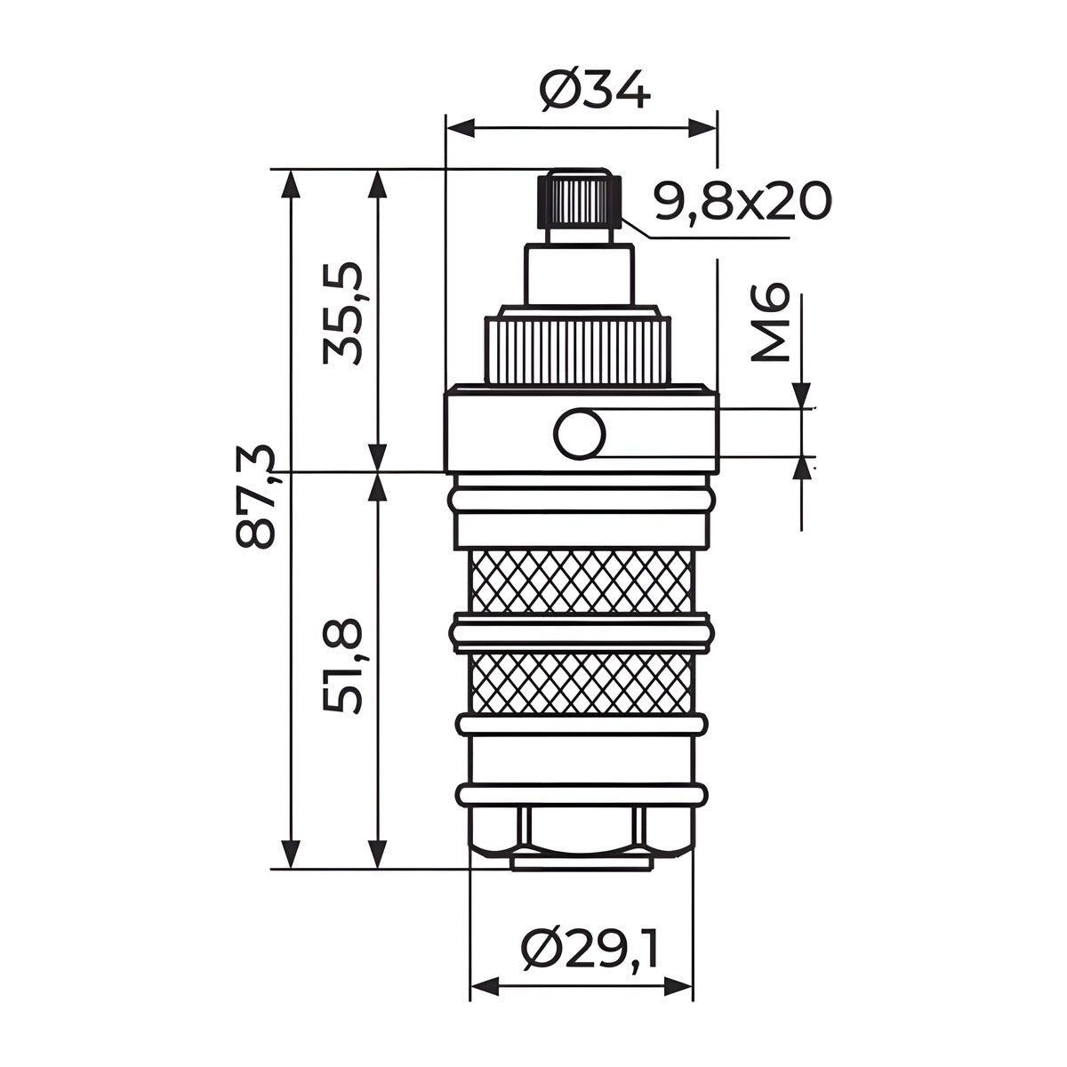Rosan Termostatski mešač THERMO2 PKMTH2 – tehnički crtež