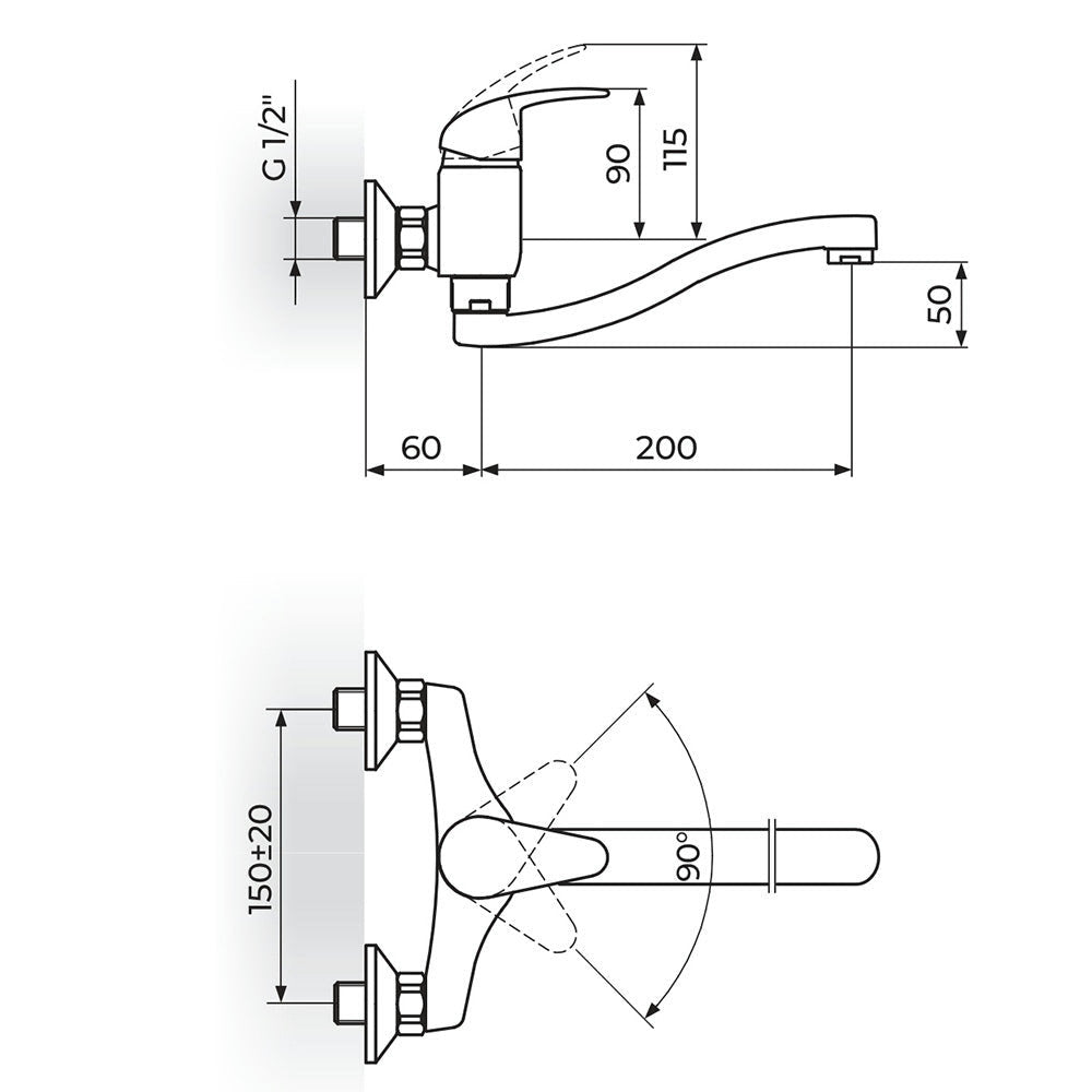 Rosan Perla uzidna baterija za sudoperu – lavabo izliv 200mm S JP321S20