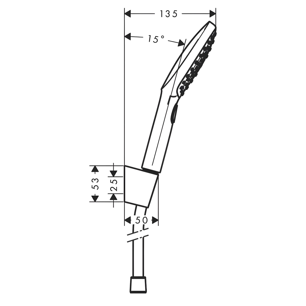 Hansgrohe Raindance Select E set za tuširanje sa crevom 160cm 26720000 – tehnički crtež