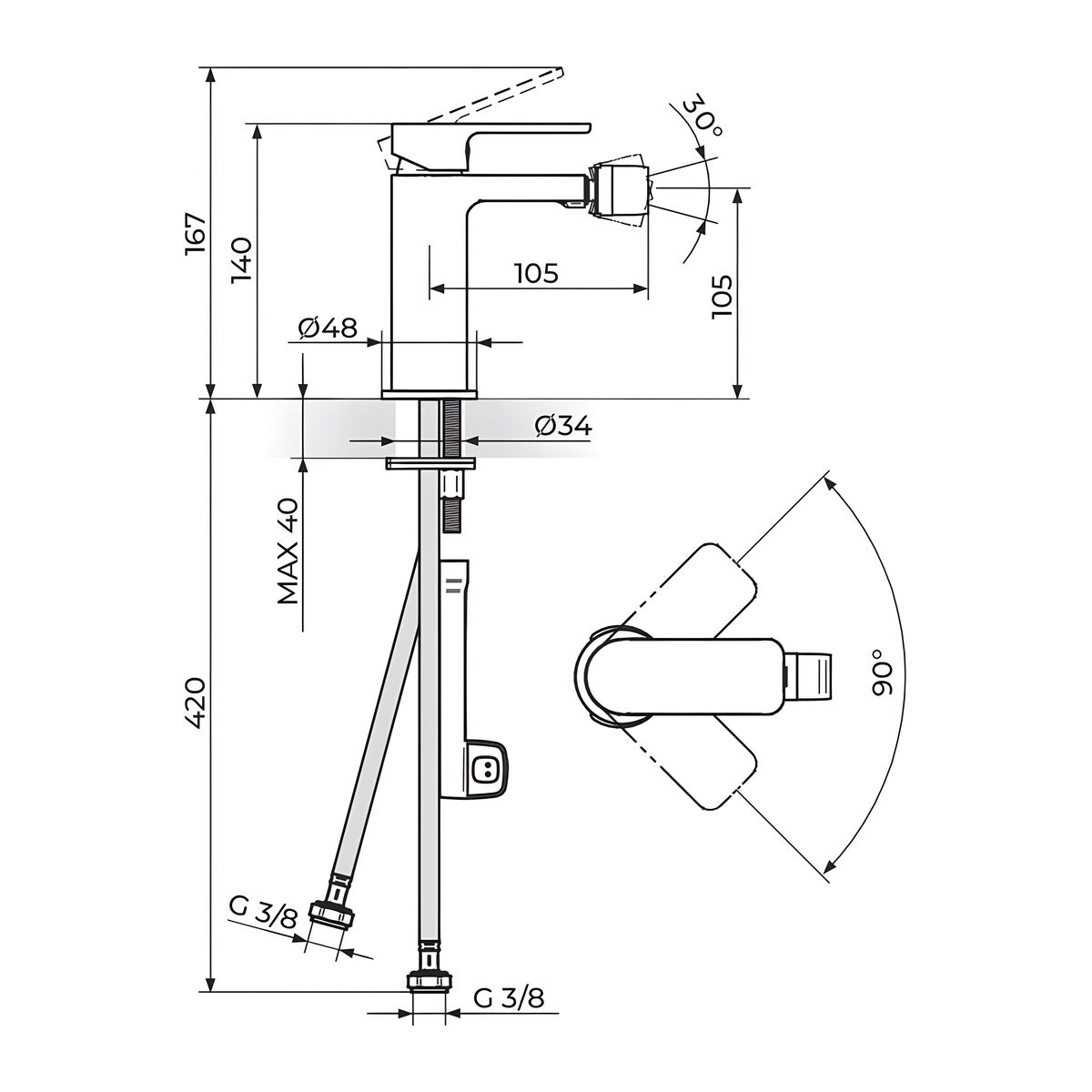 Rosan S2 baterija za bide 239101 – tehnički crtež