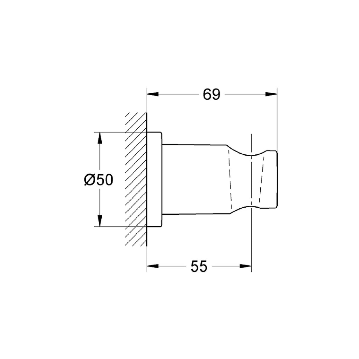 Grohe držač tuš ručice Supersteel 27074DC0 – tehnički crtež