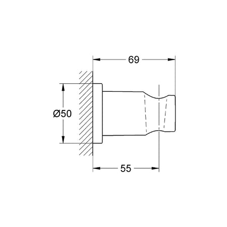 Grohe držač tuš ručice Supersteel 27074DC0 – tehnički crtež