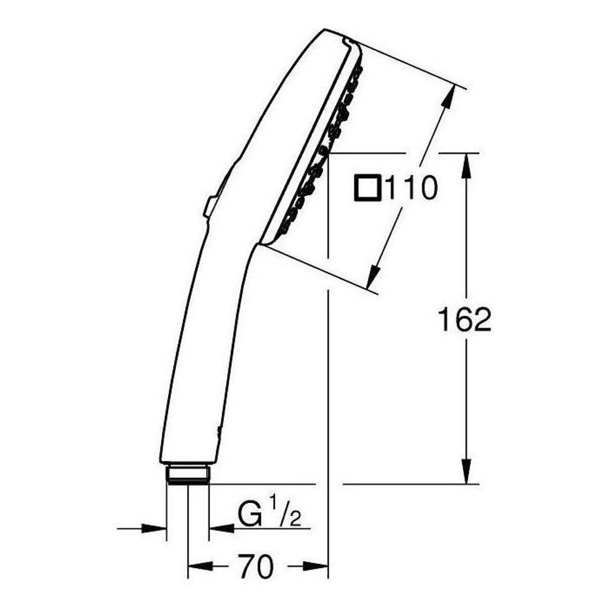 Grohe Tempesta Cube 110 tuš ručica, 3 funkcije 27574003 – tehnički crtež
