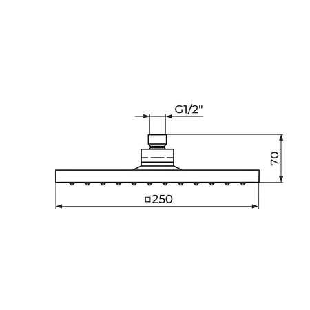 Rosan tuš ruža Stolz 250x250mm PTRUSP11 – tehnički crtež