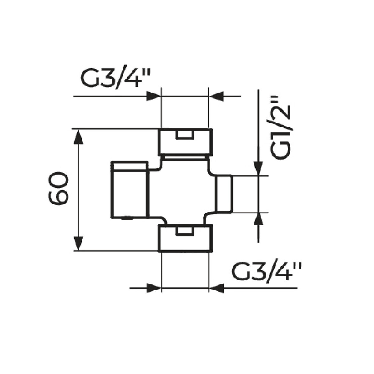 Rosan Krstak - prebacivač 1/2 x 3/4 PKR1234 – tehnički crtež