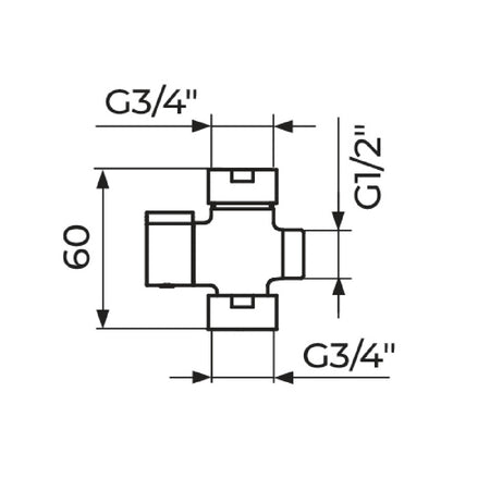 Rosan Krstak - prebacivač 1/2 x 3/4 PKR1234 – tehnički crtež
