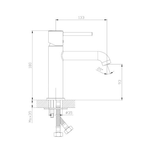 Giusta Ultima za lavabo M size Black Matte 71101BM0 – tehnički crtež