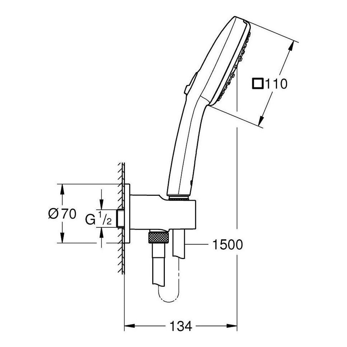 Grohe Tempesta CUBE 110 tuš ručica SET 26910003 – tehnički crtež