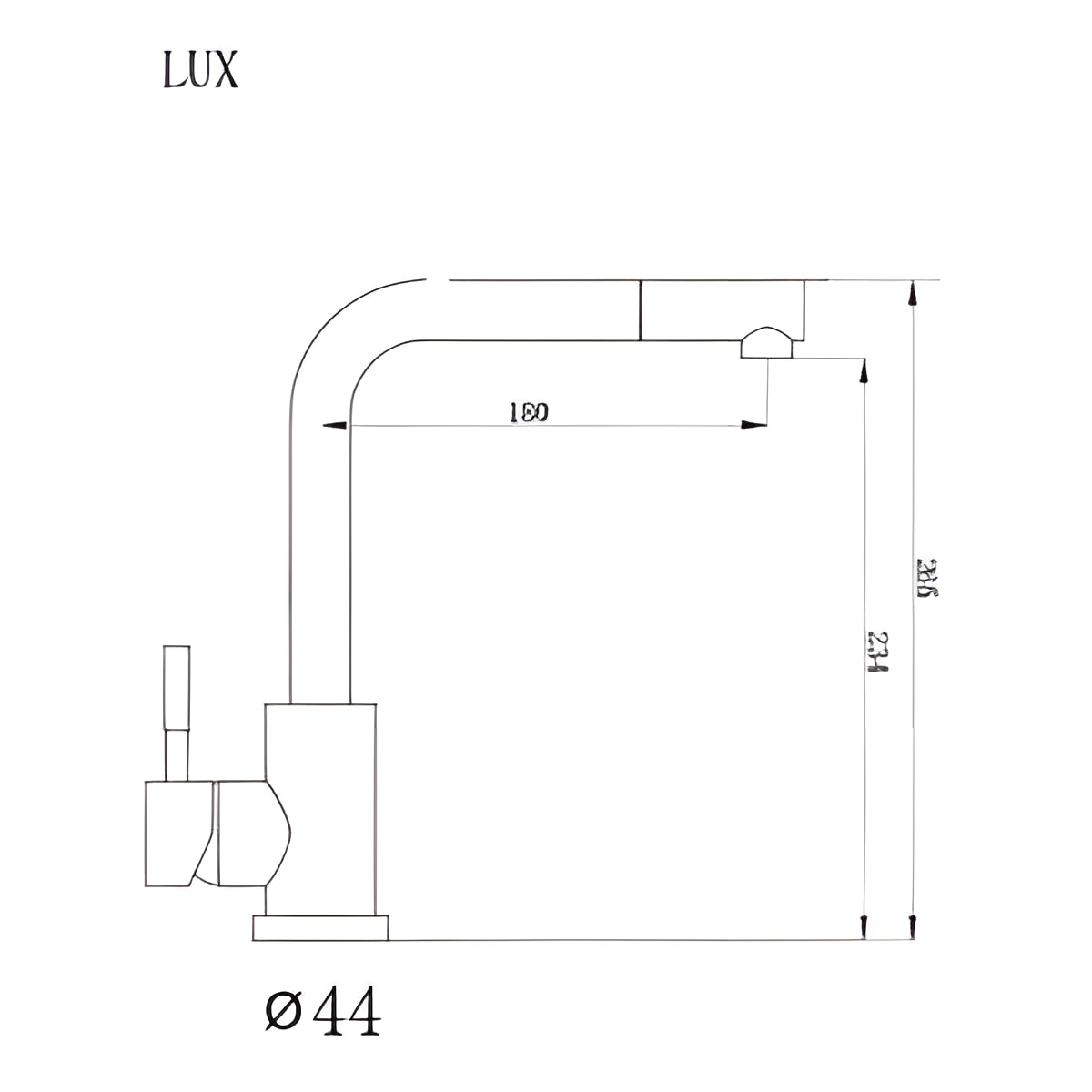 METALAC xGranit slavina za sudoperu Lux - bela T03819 – tehnički crtež