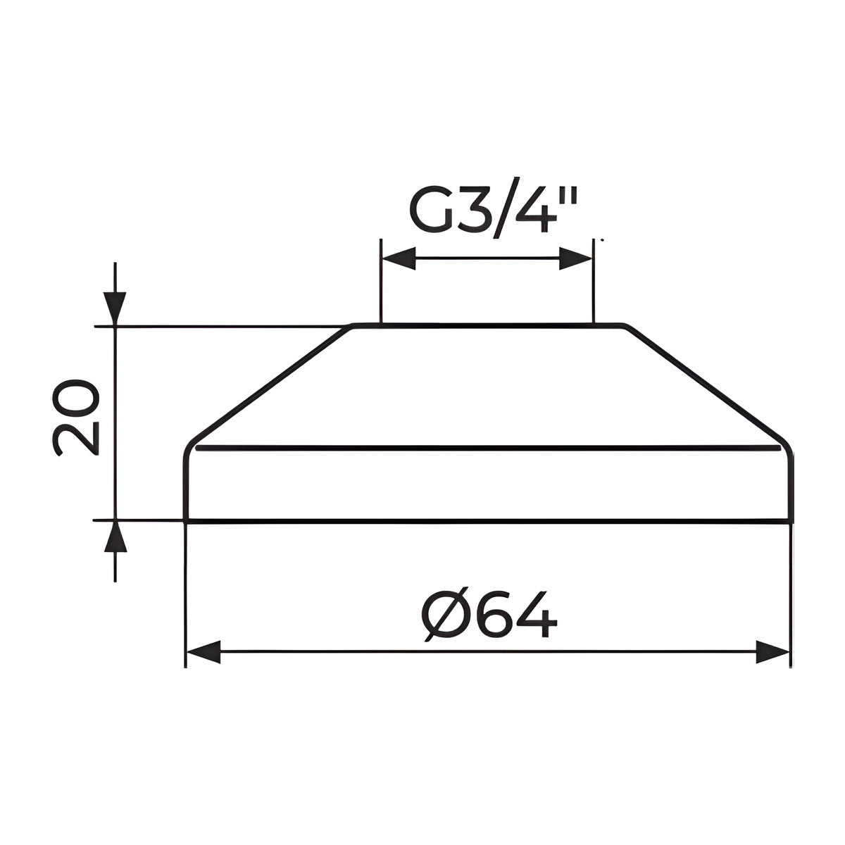 Rosan ROZETA KING 3/4 PRO2234B – tehnički crtež