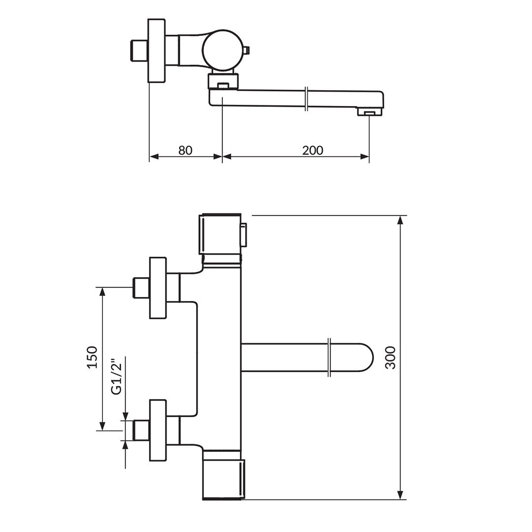 Rosan Stolz Thermo baterija za sudoperu – lavabo 1T32120 – tehnički crtež