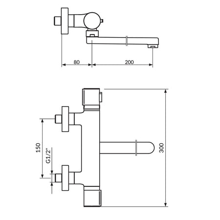 Rosan Stolz Thermo baterija za sudoperu – lavabo 1T32120 – tehnički crtež