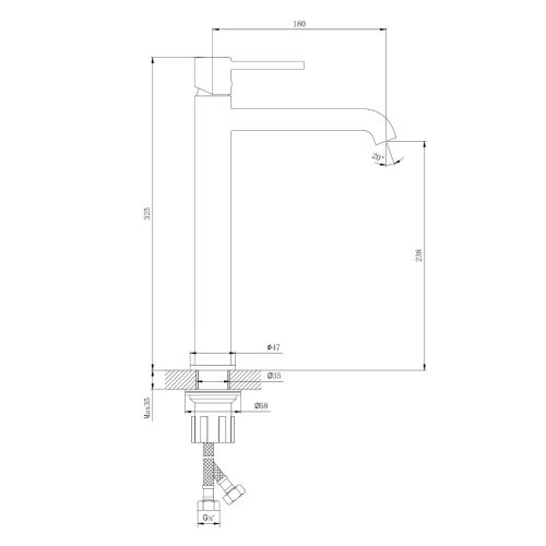 Giusta Ultima za lavabo XL size Gungrey 71102GG0 – tehnički crtež