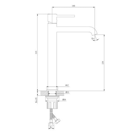 Giusta Ultima za lavabo XL size Gungrey 71102GG0 – tehnički crtež