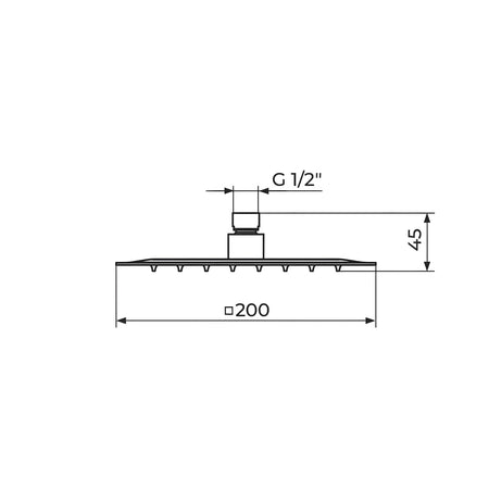 Rosan tuš ruža Inox 200x200mm PTRUSP15 – tehnički crtež